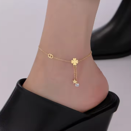 Clover Star Drop Anklet